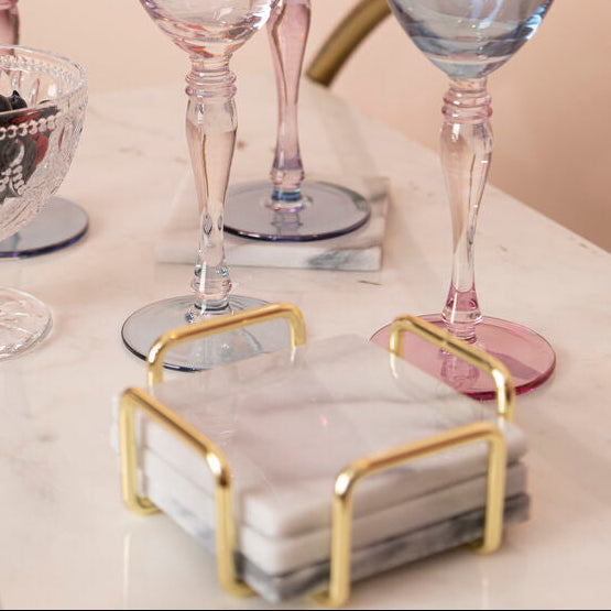 Marble & Brass Coasters (Set of 4)