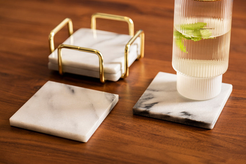 Marble & Brass Coasters (Set of 4)