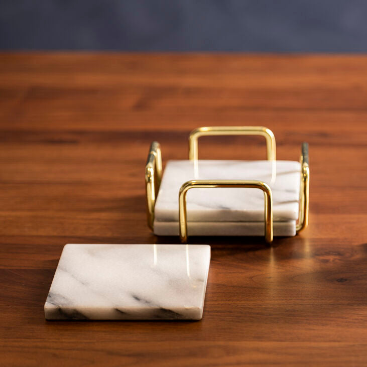Marble & Brass Coasters (Set of 4)