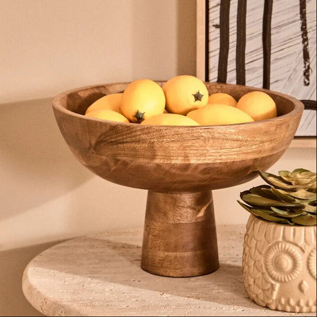 Mango Wood Pedestal Bowl