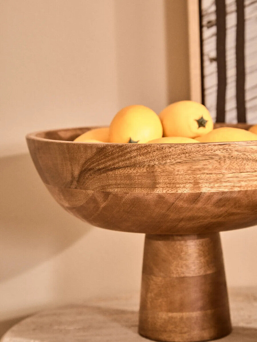 Mango Wood Pedestal Bowl