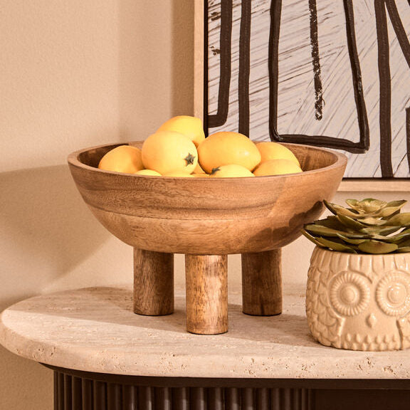 Mango Wood Footed Bowl
