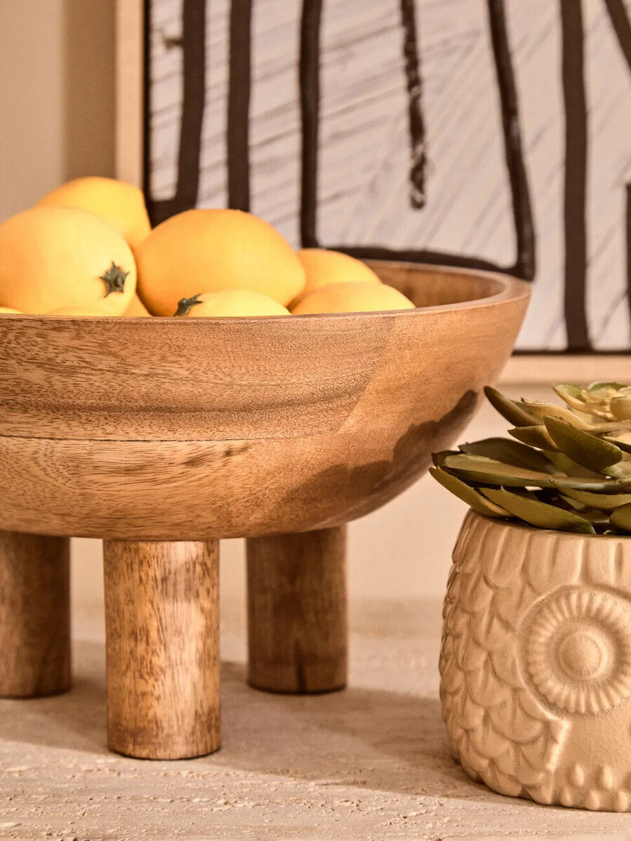 Mango Wood Footed Bowl