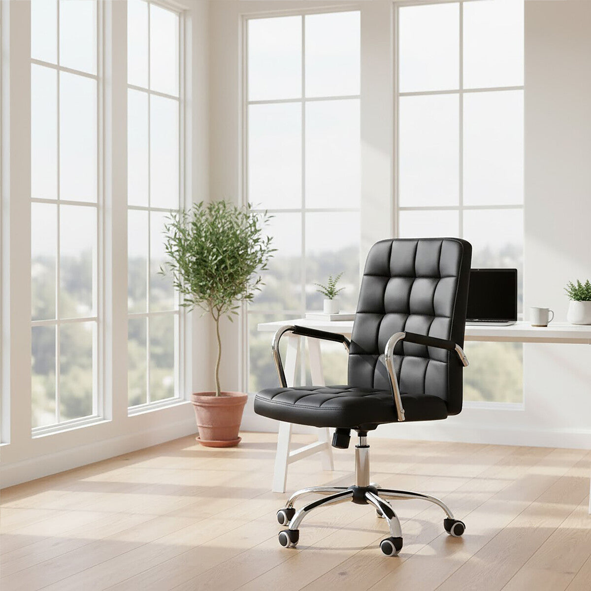 Black Tufted Home Office Chair
