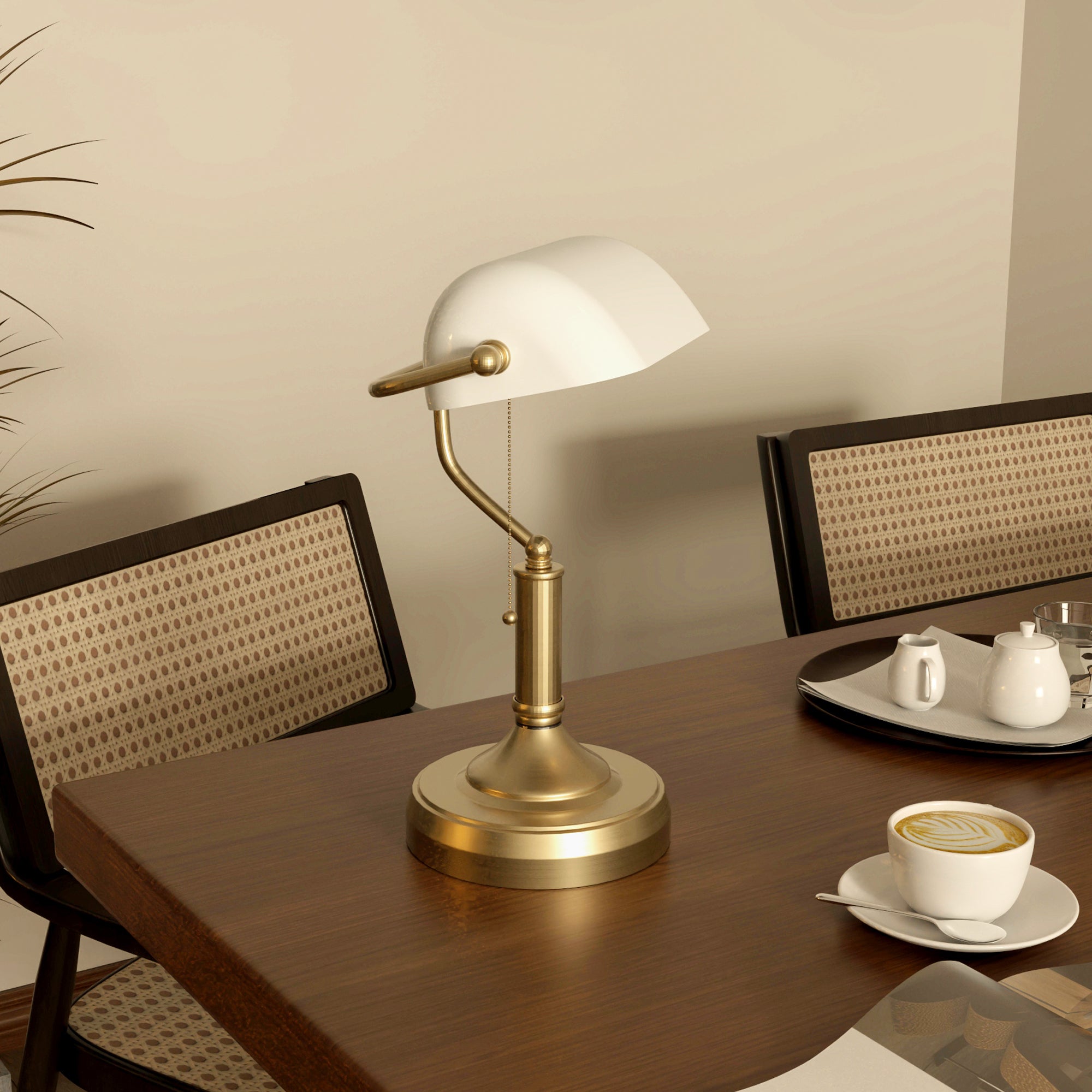 Banker's Desk Lamp - White