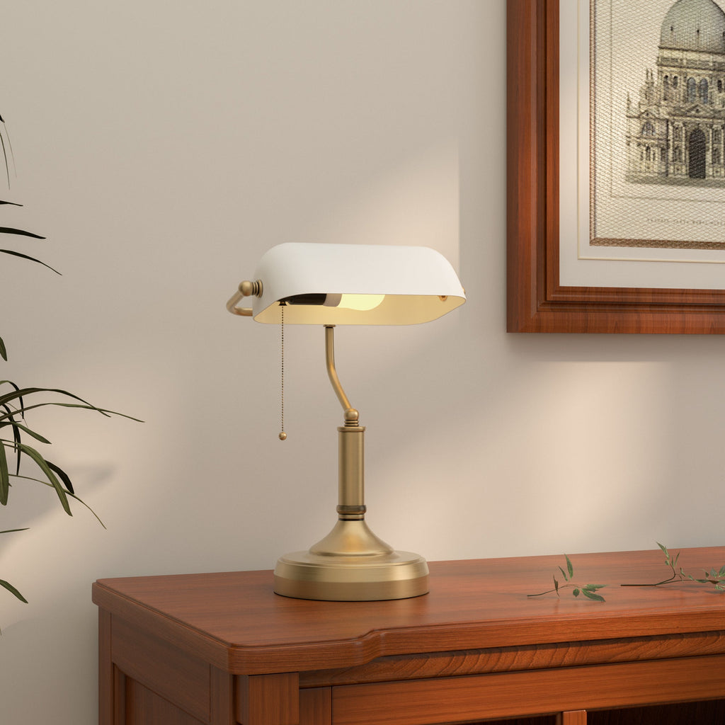 Banker's Desk Lamp - White
