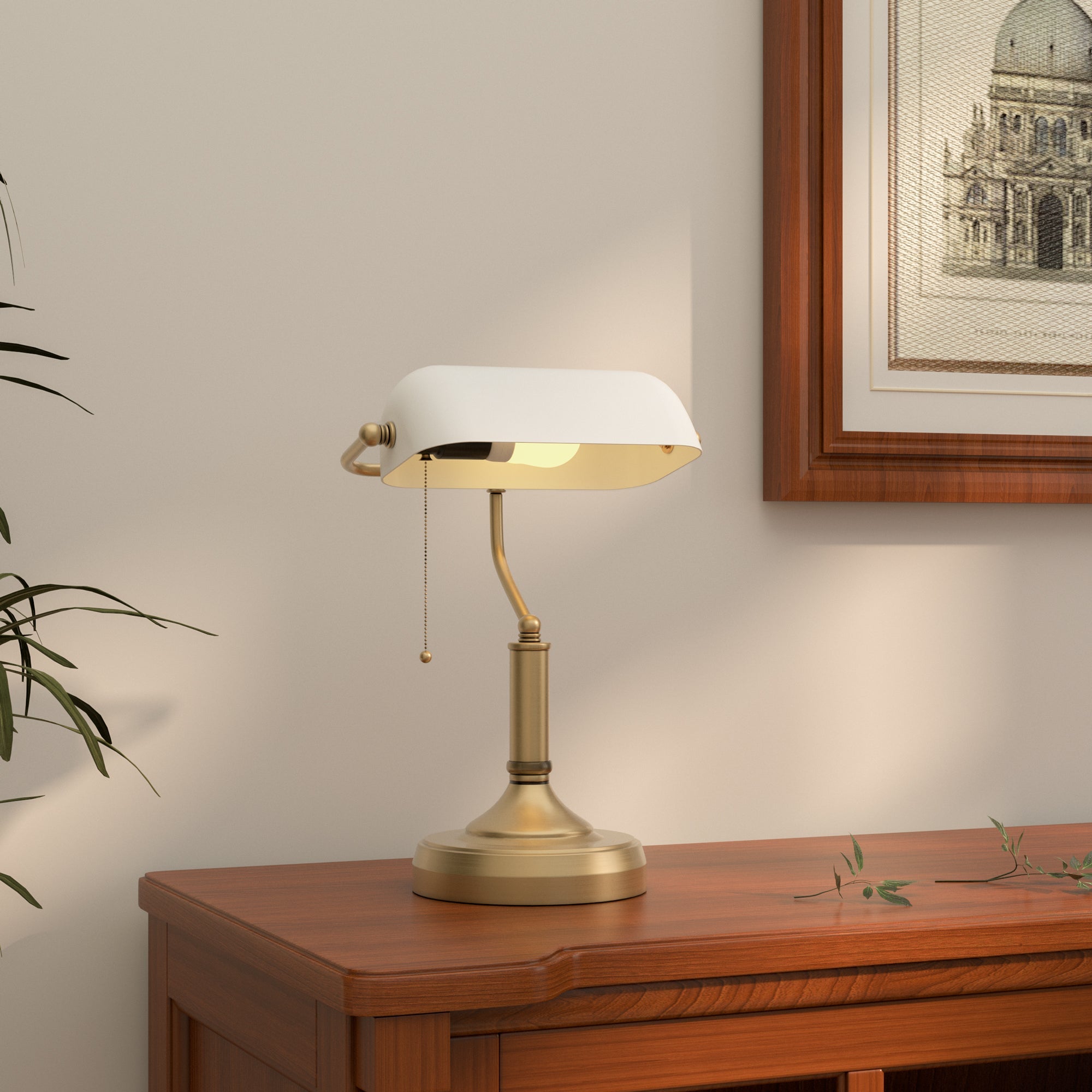 Banker's Desk Lamp - White