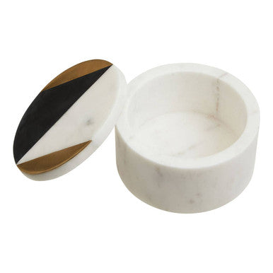 Round White Marble Trinket Box - Hand-Carved Jewellery & Vanity Storage, 12cm | Settld