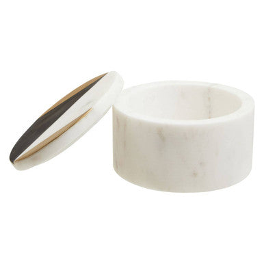 Round White Marble Trinket Box - Hand-Carved Jewellery & Vanity Storage, 12cm | Settld