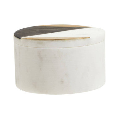 Round White Marble Trinket Box - Hand-Carved Jewellery & Vanity Storage, 12cm | Settld