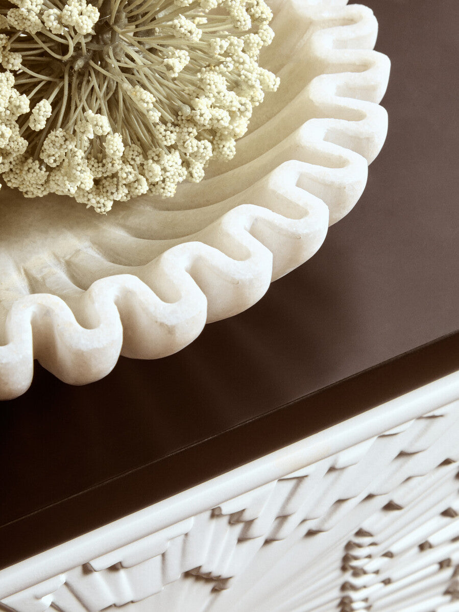 Fluted White Marble Bowl