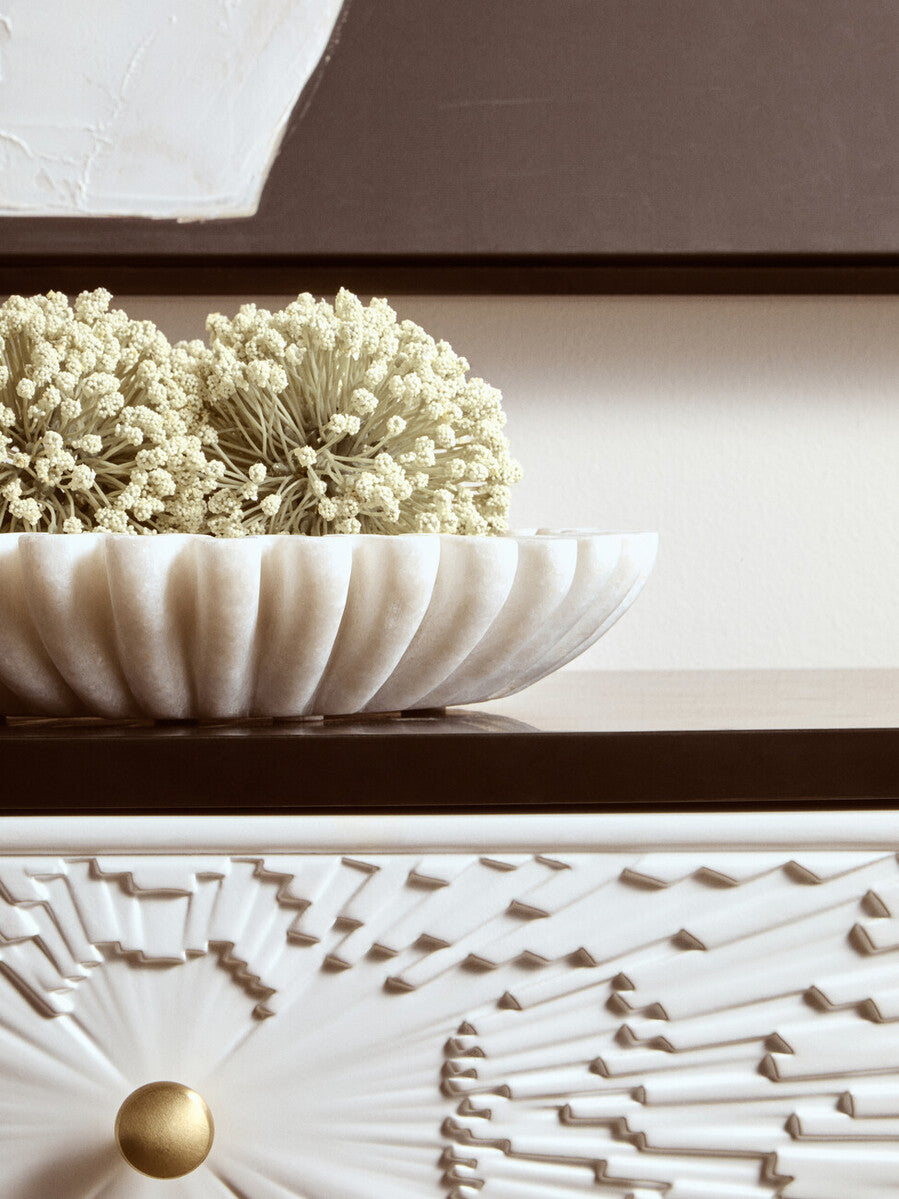 Fluted White Marble Bowl