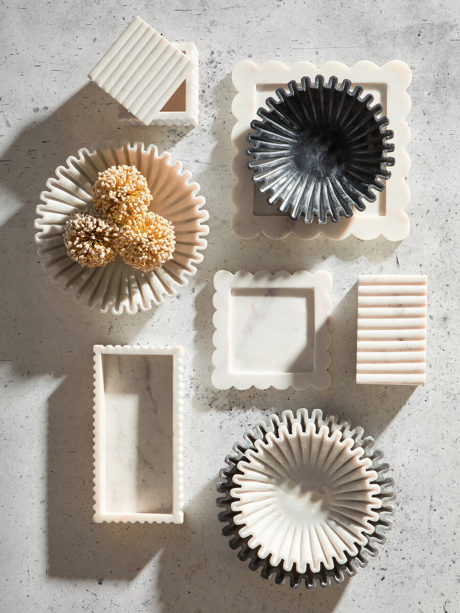 Fluted Grey Marble Bowl