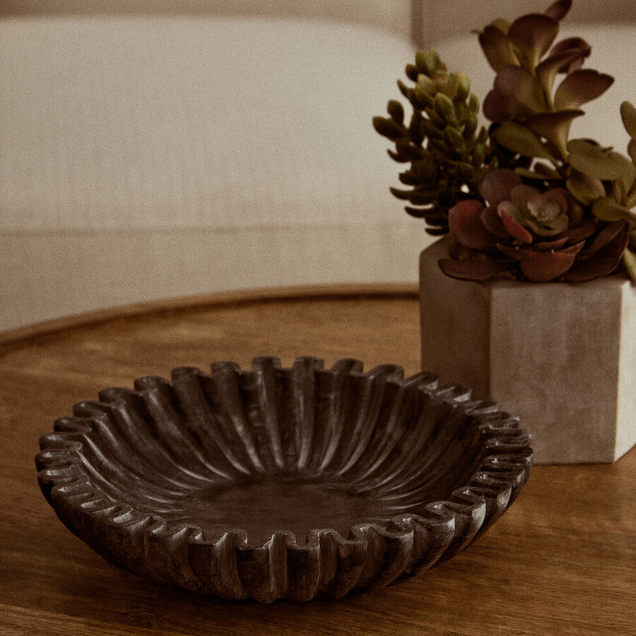 Fluted Grey Marble Bowl