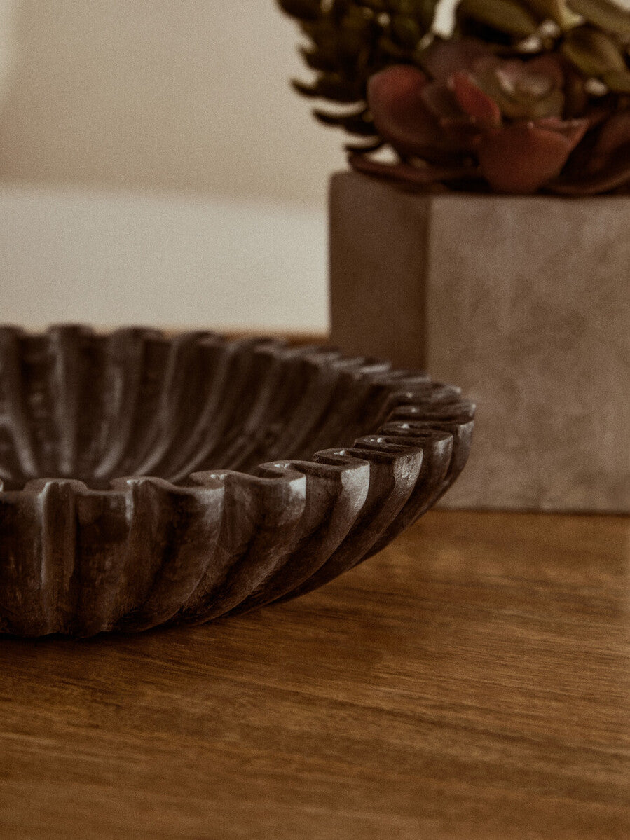 Fluted Grey Marble Bowl