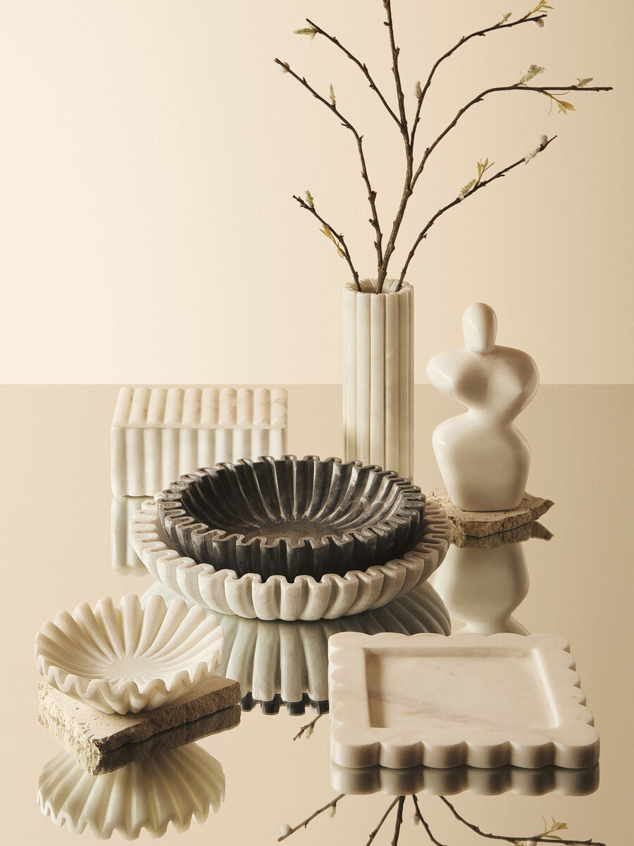 Fluted Grey Marble Bowl
