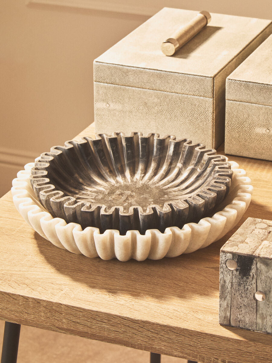 Fluted Grey Marble Bowl