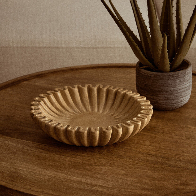 Fluted Ochre Marble Bowl