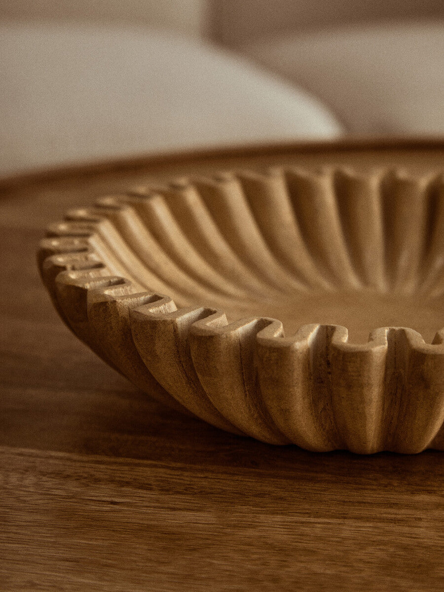 Fluted Ochre Marble Bowl