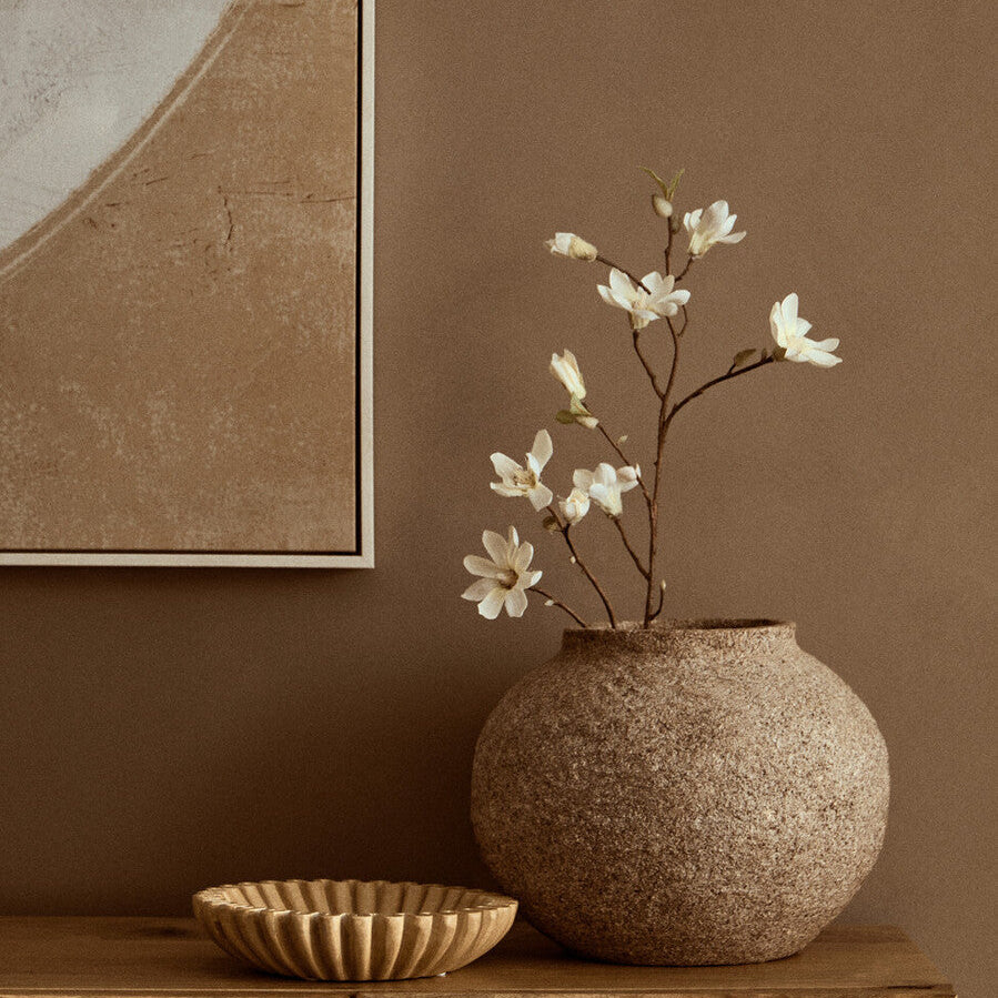 Fluted Ochre Marble Bowl