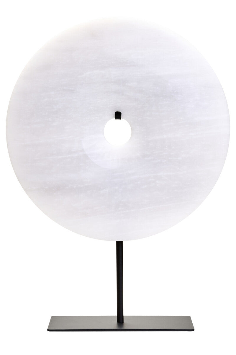 Round Grey Marble Disc Sculpture (25cm)