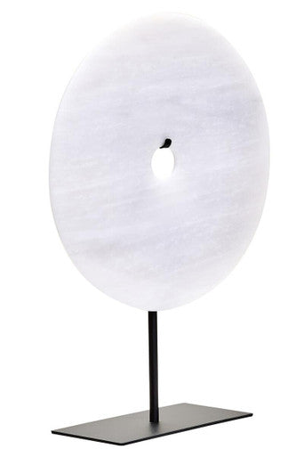 Round Grey Marble Disc Sculpture (25cm)