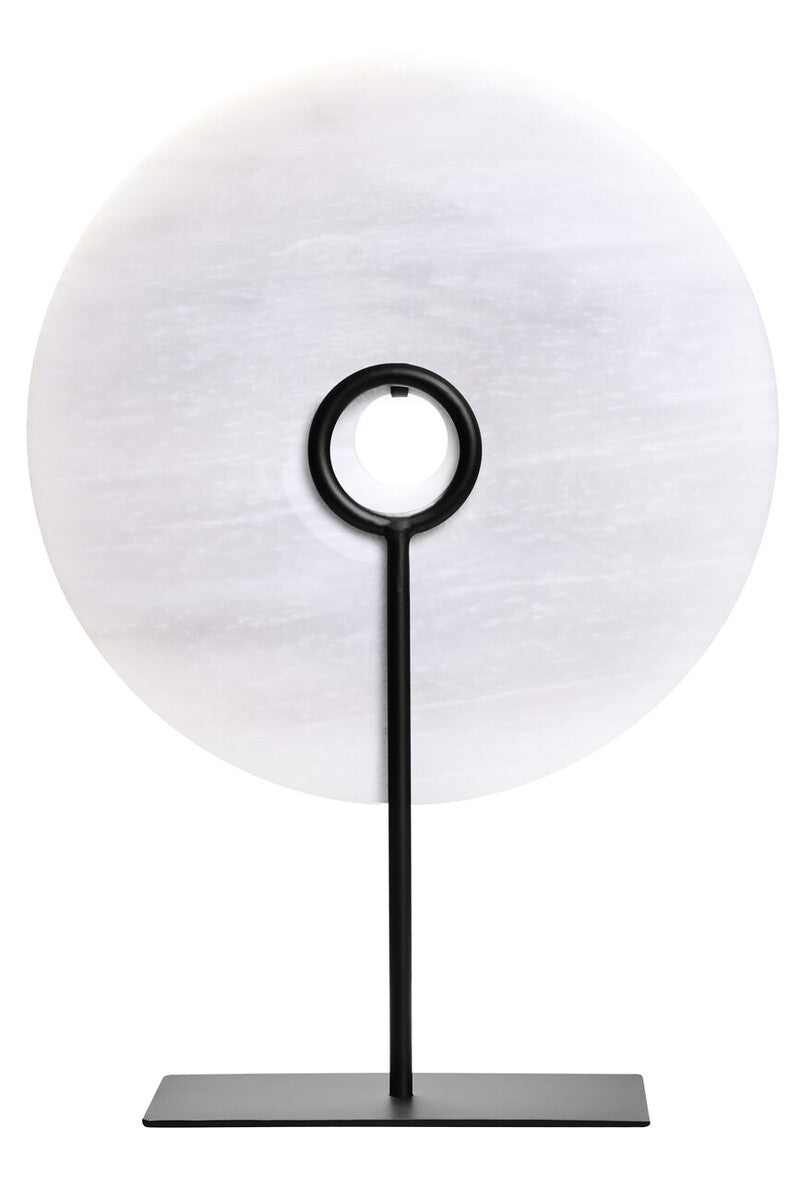 Round Grey Marble Disc Sculpture (25cm)