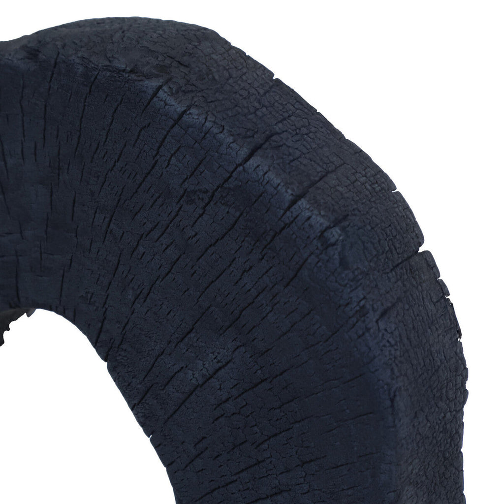 Black Mango Wood Sculpture with Travertine Base