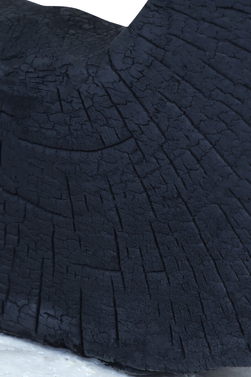 Black Mango Wood Sculpture with Travertine Base