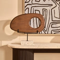 Natural Wood Horizontal Sculpture with Travertine Base