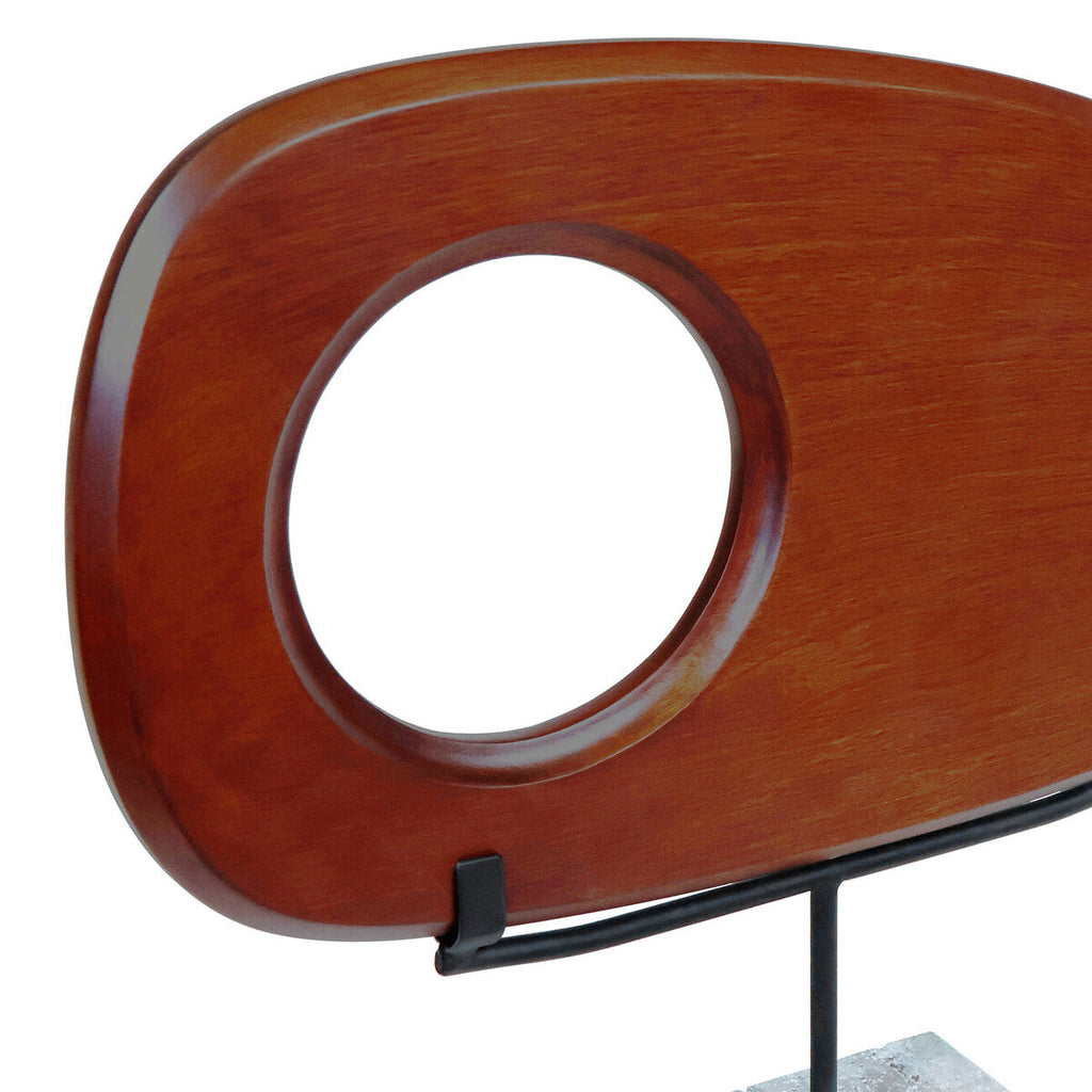 Natural Wood Horizontal Sculpture with Travertine Base