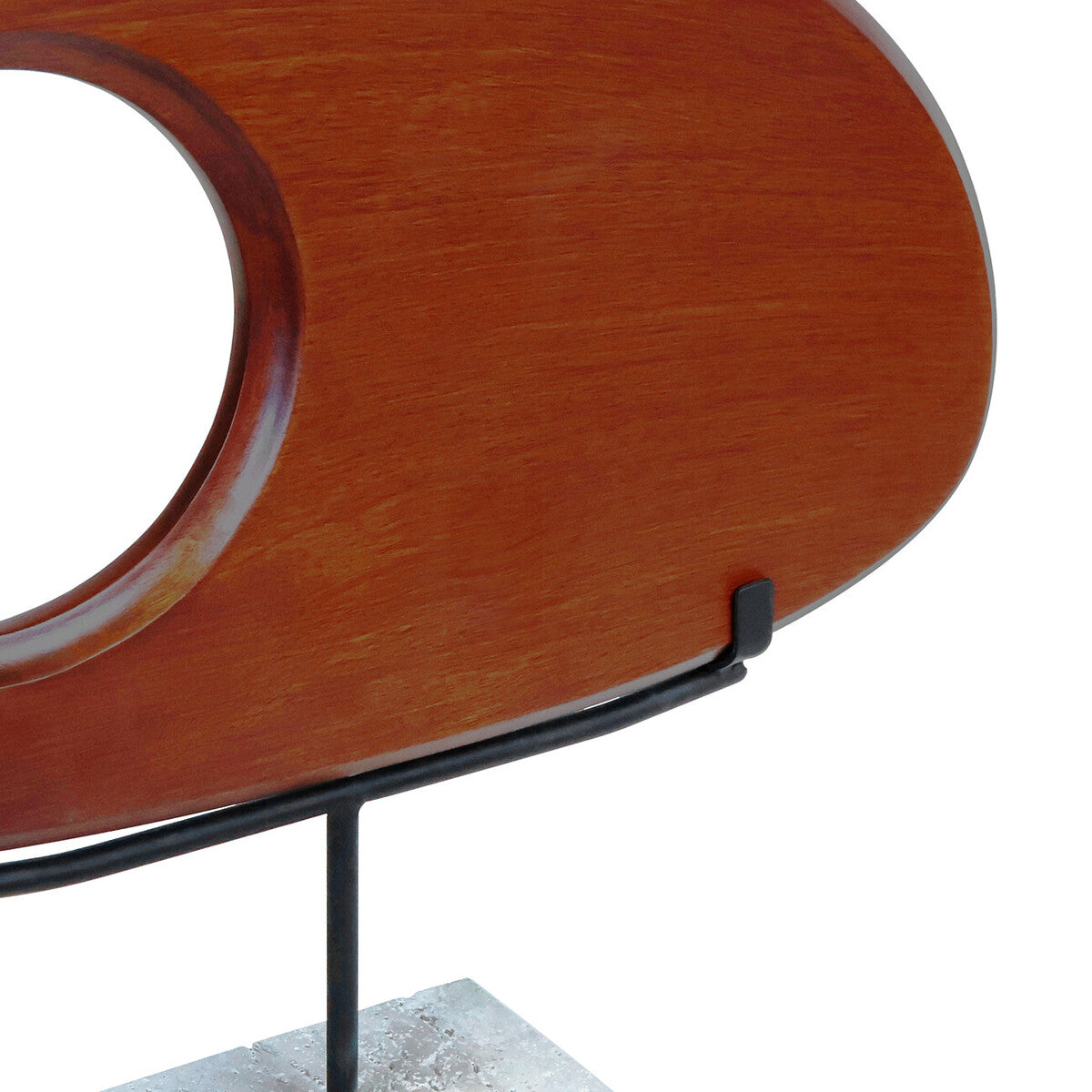 Natural Wood Horizontal Sculpture with Travertine Base
