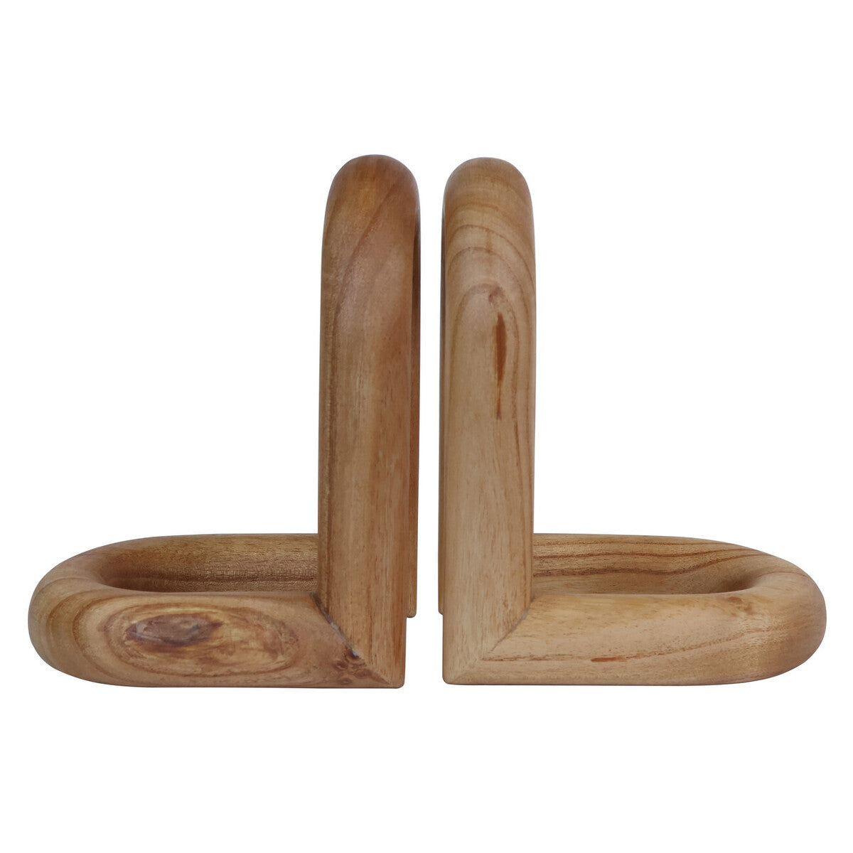 Natural Wood Set of 2 Bookends