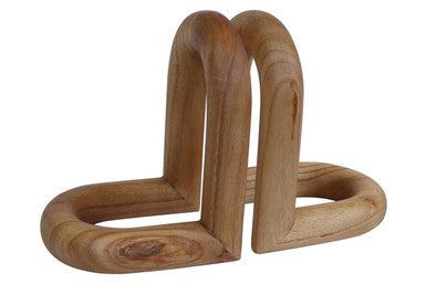 Natural Wood Set of 2 Bookends