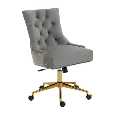 Grey Velvet and Gold Base Home Office Chair