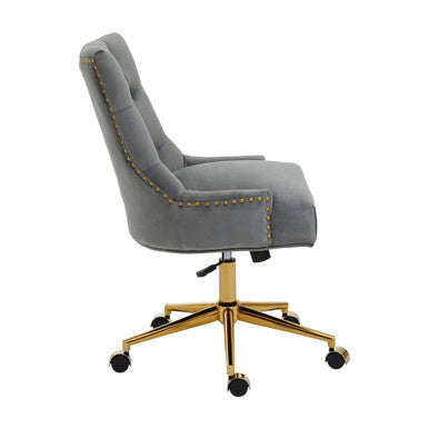 Grey Velvet and Gold Base Home Office Chair