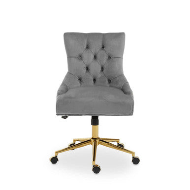 Grey Velvet and Gold Base Home Office Chair