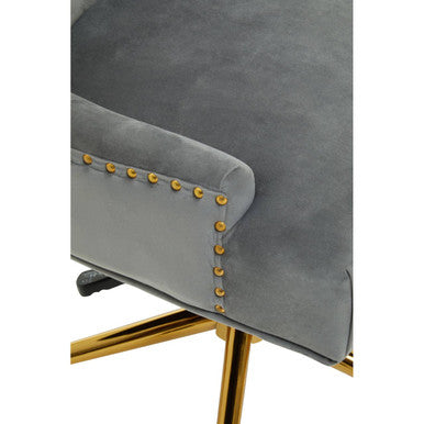 Grey Velvet and Gold Base Home Office Chair