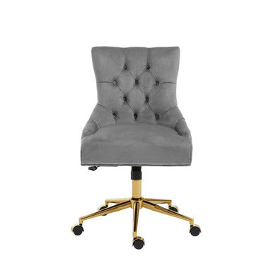 Grey Velvet and Gold Base Home Office Chair