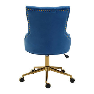 Blue Velvet and Gold Base Home Office Chair