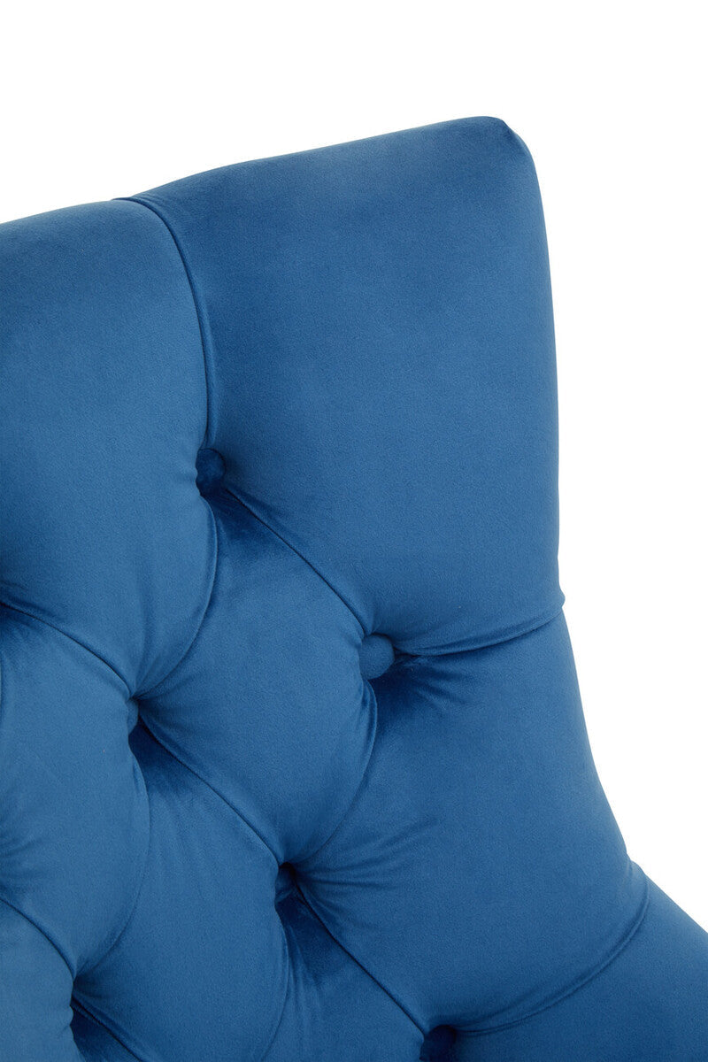 Blue Velvet and Gold Base Home Office Chair