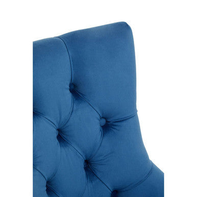 Blue Velvet and Gold Base Home Office Chair