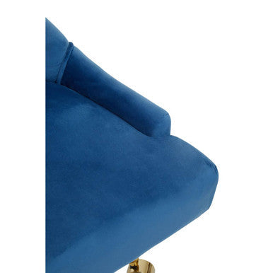 Blue Velvet and Gold Base Home Office Chair