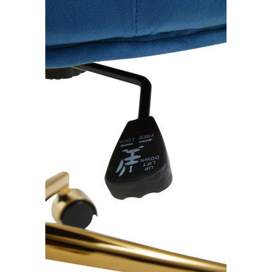 Blue Velvet and Gold Base Home Office Chair