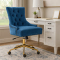 Blue Velvet and Gold Base Home Office Chair