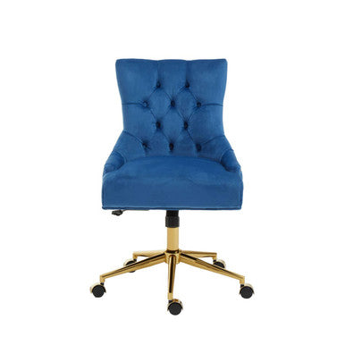 Blue Velvet and Gold Base Home Office Chair