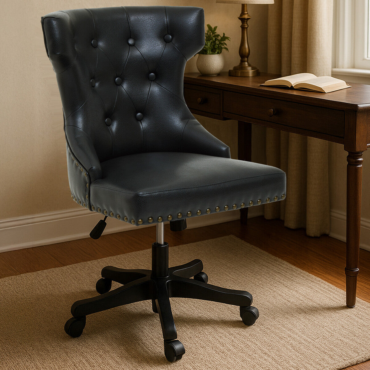 Black Leather Effect Home Office Chair