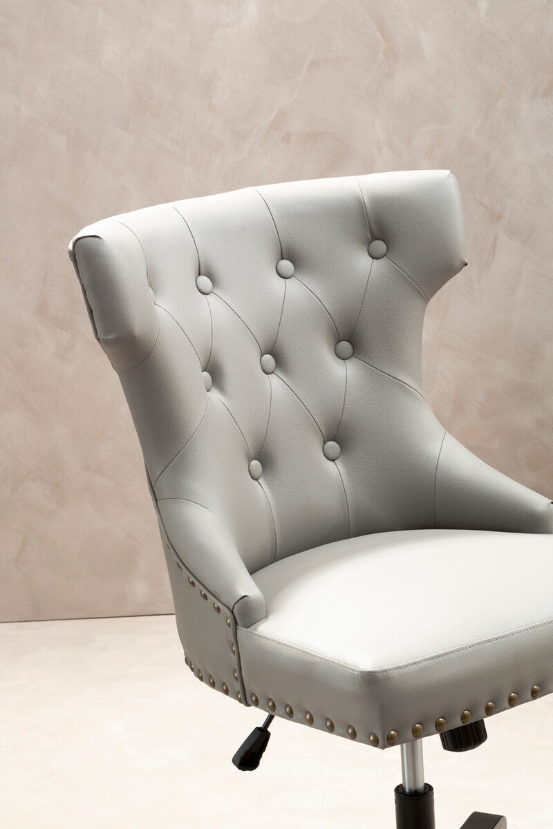Grey Leather Effect Home Office Chair