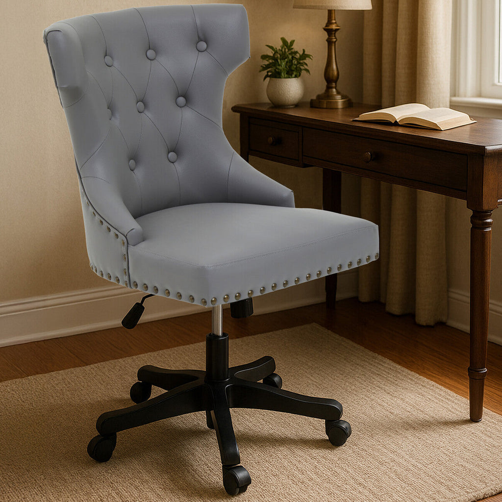 Grey Leather Effect Home Office Chair