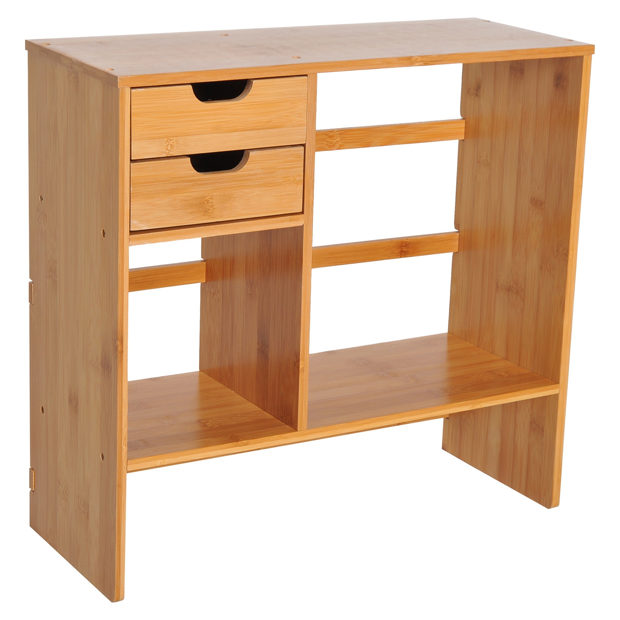 Bamboo Desktop Bookshelf Organiser with 2 Drawers